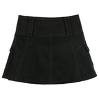 White Denim A-Line Low Waist Skirt