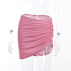 2PCS Pink Sequin Cut Out Tank Top + Mini Skirt
