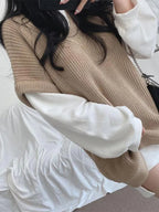 Grey Thick Knit Sweater Vest