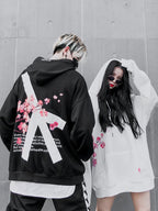 Cute Cherry Blossom Sakura Flower Print Oversized Unisex Long Sleeve Hoodie Sweater Sweatshirt E-Girl Kawaii Korean Japanese Harajuku Streetwear