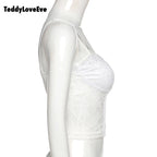 Cute Sexy Floral Lace Corset Camisole Tank Crop Top Sleeveless Shirt Bodycon Goth Punk Summer Casual E-Girl Kawaii Korean Japanese Harajuku Streetwear
