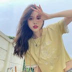 Sweet Fairy Embroidery Ruffle Short Sleeve T-shirt