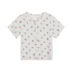 Cute Flower Rose Button Up Crop Top Short Sleeve Shirt T-shirt Tee Top Kawaii Korean Japanese Harajuku Chinese Retro Streetwear Aesthetic Fashion