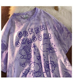 Cute Vintage Retro 90s Tie Dye Aesthetic Bear Short Sleeve Tee Shirt Top Oversize Loose Summer E-Girl Kawaii Korean Japanese Harajuku Streetwear
