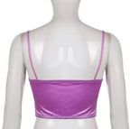 Cute Sexy Pink Satin Butterfly Corset Bustier Camisole Tank Crop Top Beach Party Summer Aesthetic Casual E-Girl Kawaii Korean Japanese Harajuku