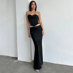 Mermaid Corset Top + Long Satin Skirt