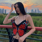 2PCS Butterfly Backless Crop Top