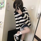 Japanese Anime Collar Stripe Long Sleeve Shirt
