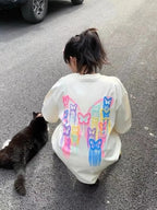 Colorful Butterfly Graphic Short Sleeve T-shirt