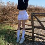 White Double Layer Mini Skirt