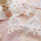 Teddy Bear Push Up Bra + Panty Set Underwear Lingerie Bralette Summer Aesthetic Casual E-Girl Kawaii Korean Japanese Harajuku