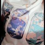 Cute Moon Water Soda Drink Can Print Oversized Short Sleeve Shirt Aesthetic Casual E-Girl Kawaii Korean Japanese Harajuku