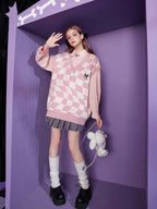 Japanese Anime Checkered Vest Sweater