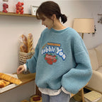 Strawberry Bubblegum Print Warm Fuzzy Fleece Hoodie Sweatshirt Sweater Long Sleeve Pullover E-Girl Kawaii Korean Japanese Harajuku Streetwear
