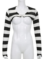 Black & White Crochet Long Sleeve Shrug
