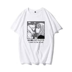 Cute Vintage Sweet Funny Cat Anime Girl Print Loose Short Sleeve Short T-shirt Tee Top Summer Casual E-Girl Kawaii Korean Japanese Harajuku Streetwear