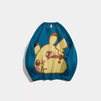 Cute Pikachu Anime Cartoon Print Oversize Sweater Sweatshirt Pullover Casual E-Girl Kawaii Korean Japanese Harajuku