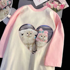 Cat Patchwork Print Short Sleeve T-shirt