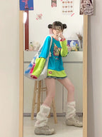 Colorful Anime Girl Graphic Print Short Sleeve T-shirt