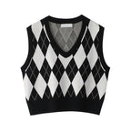 Black & White Lattice Sweater Vest
