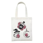 Cute Cat Witch Magic Print Reusable Shopping Tote Bag Canvas Tote Shoulder Bag Aesthetic Casual E-Girl Kawaii Korean Japanese Harajuku