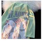 Rabbit Floral Print Short Sleeve T-shirt