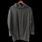 Cute Black Vertical Stripe Buckle Off Shoulder Long Sleeve Shirt Blouse Aesthetic Casual E-Girl Kawaii Korean Japanese Harajuku