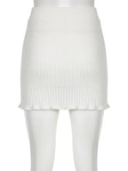 White Knit Pencil Mini Skirt