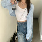 Pastel Bat Wing Knit Cropped Cardigan