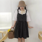 Cute Summer Preppy Loose Casual Plaid Checkered Tank Dress E-Girl Kawaii Korean Japanese Harajuku Retro Streetwear