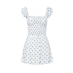 Blue Floral Puff Sleeve Mini Dress