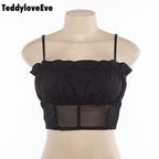 Cute Sexy See Through Mesh Crop Top Camisole Tank Shirt Tee T-shirt E-Girl Kawaii Korean Japanese Harajuku Chinese Retro Streetwear Aesthetic