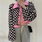 Black & White Checkered Long Sleeve Sweater