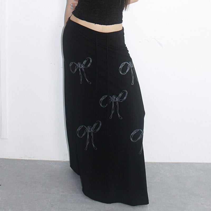 Black Bow A-Line Maxi Skirt