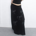 Black Bow A-Line Maxi Skirt