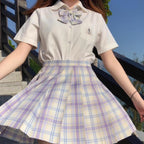 Purple Black Pleated Plaid Skirt Mini High Waisted School Girl Cosplay Sailor E-Girl Kawaii Korean Japanese Harajuku Streetwear