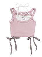 2PCS Dog Print Bow Tie Halter Top
