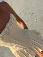 Pearl Tassel Pleated Mini Dress