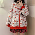 Cute Kitty Cat Cartoon Print Oversized Zipper Hoodie Sweatshirt Long Sleeve Pullover Aesthetic Casual Summer E-Girl Kawaii Korean Japanese Harajuku