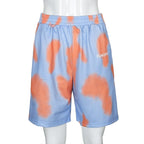 Cute Colorful Tie Dyed Print Casual Sweat Short High Waisted Pants Bottom E-Girl Kawaii Korean Japanese Harajuku Chinese Retro Streetwear Aesthetic