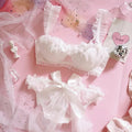 White Lace Petal Japanese Bra + Panties Lingerie