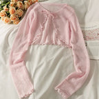 Thin Cardigan Bow Lace Up Long Sleeve Cardigan