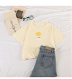Cute Summer Casual Fruit Print O Neck Short Sleeve Tee Shirt T-shirt Top Loose Oversized E-Girl Kawaii Korean Japanese Harajuku Retro Streetwear
