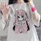 Anime Girl Print Baggy Short Sleeve T-shirt