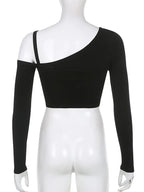 2PCS Black Cut Out Long Sleeve Shirt