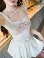 Beige Angel Cupid Bow Print Camisole