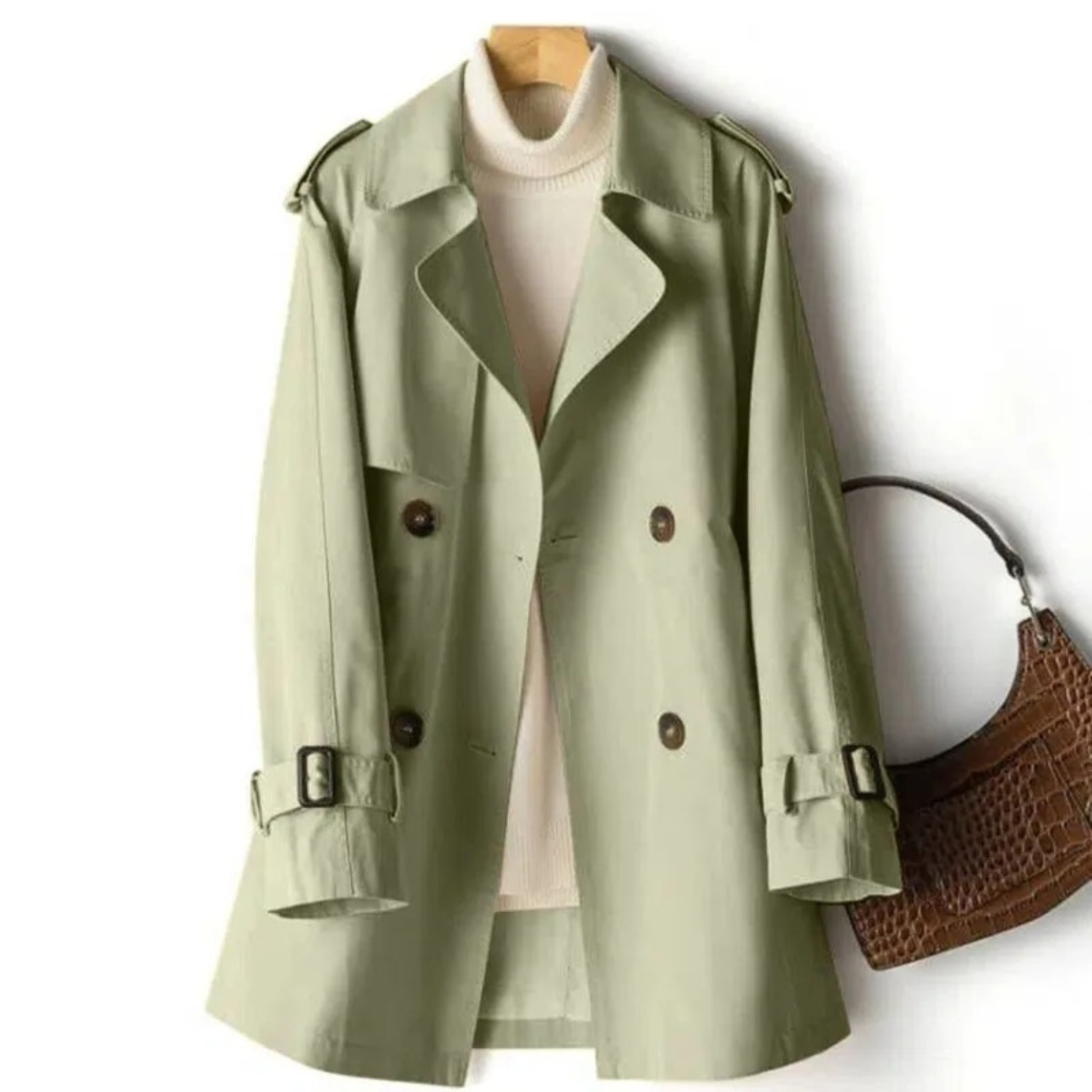 | Women's Belted Double-Breasted Coat