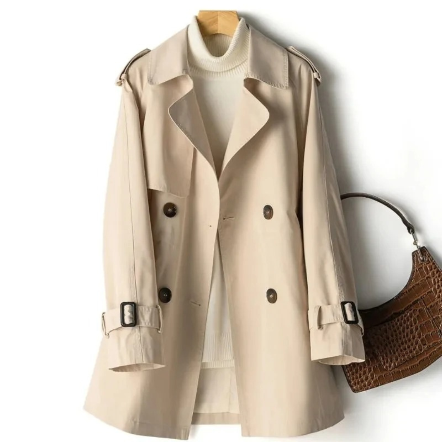 | Women's Belted Double-Breasted Coat