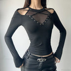 Fishnet Patchwork Knit Top