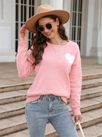 Fitshinling Heart Basic Autumn Winter Long Sleeve Cozy Green Sweater